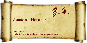 Zombor Henrik névjegykártya